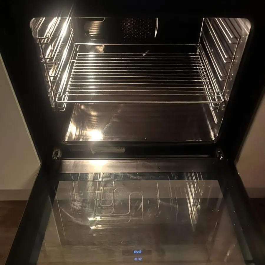 Oven interior cleaned back to the metal